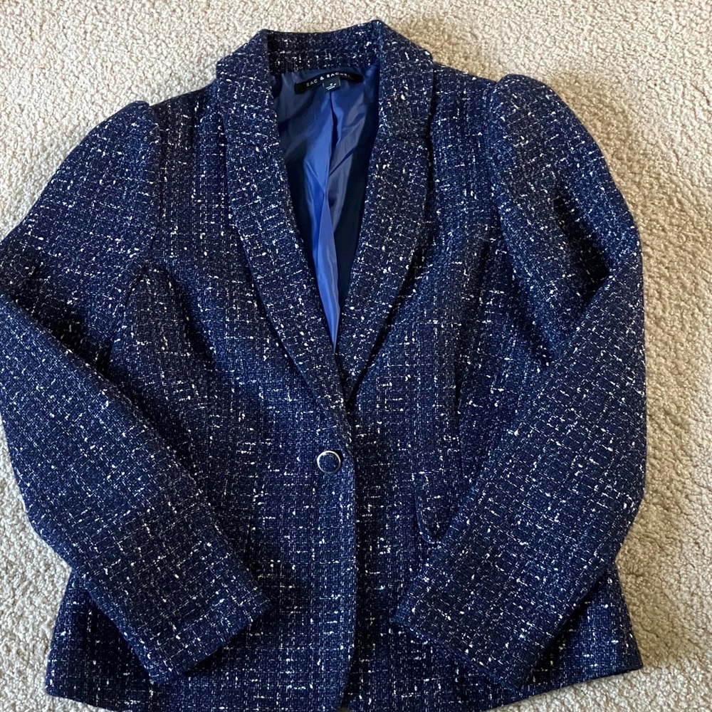 Zac & Rachel Navy Blue Tweed Jacket